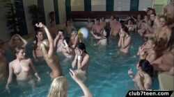 Large group of teen babes party part 2