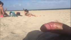 Nude beach CFNM Jerk Off in front of bikini girls