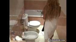 sexy light haired masturbates in the bathroom